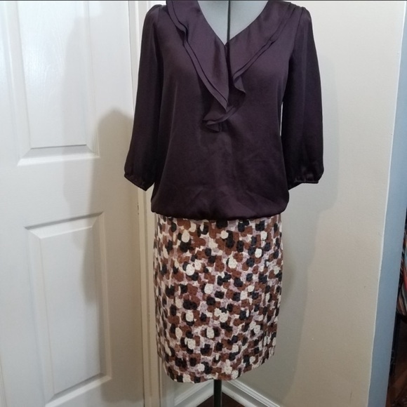 J‎ crew multicolor pencil skirt midi lavender brown - Picture 3 of 9
